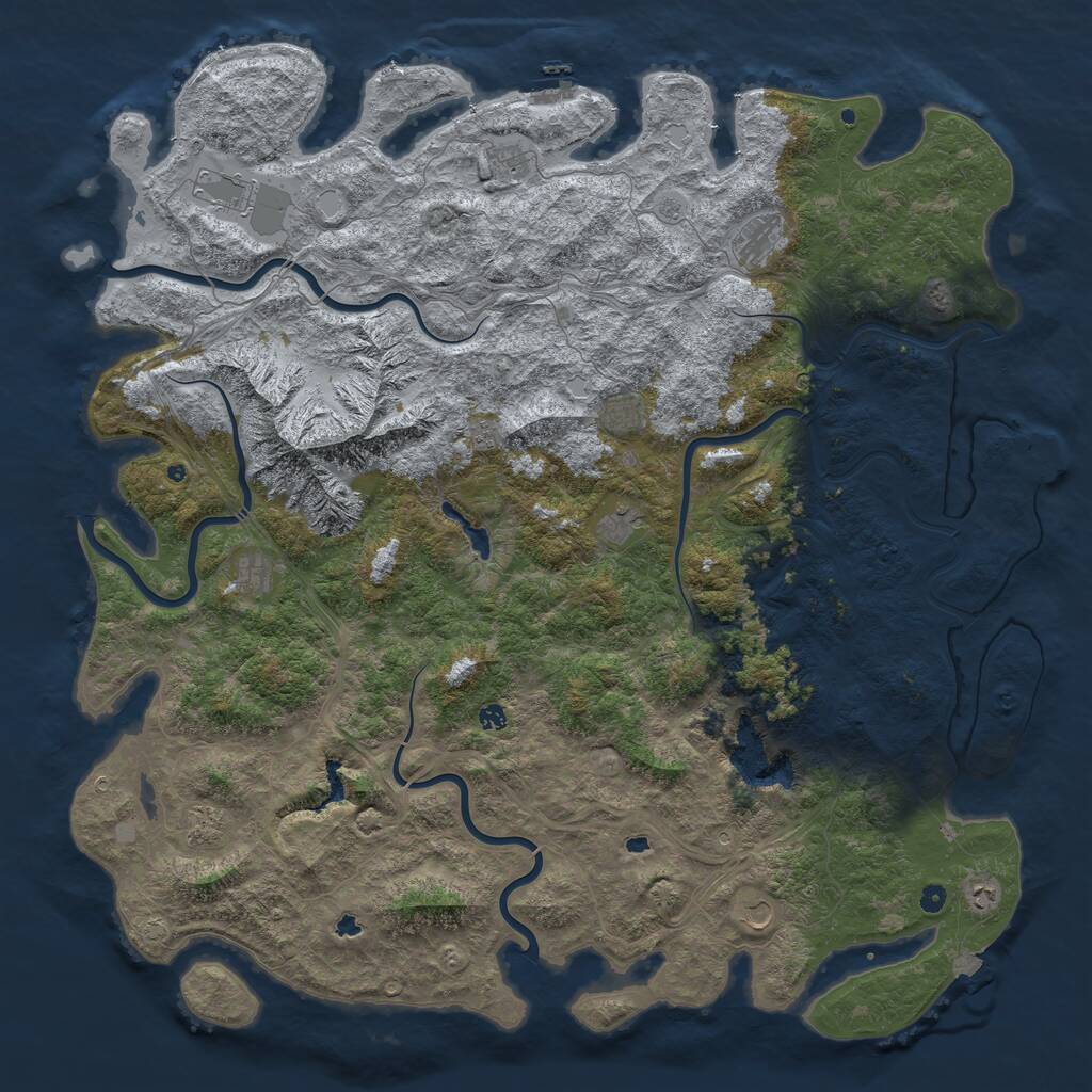Rust Map: Procedural Map, Size: 6000, Seed: 204614257, 17 Monuments