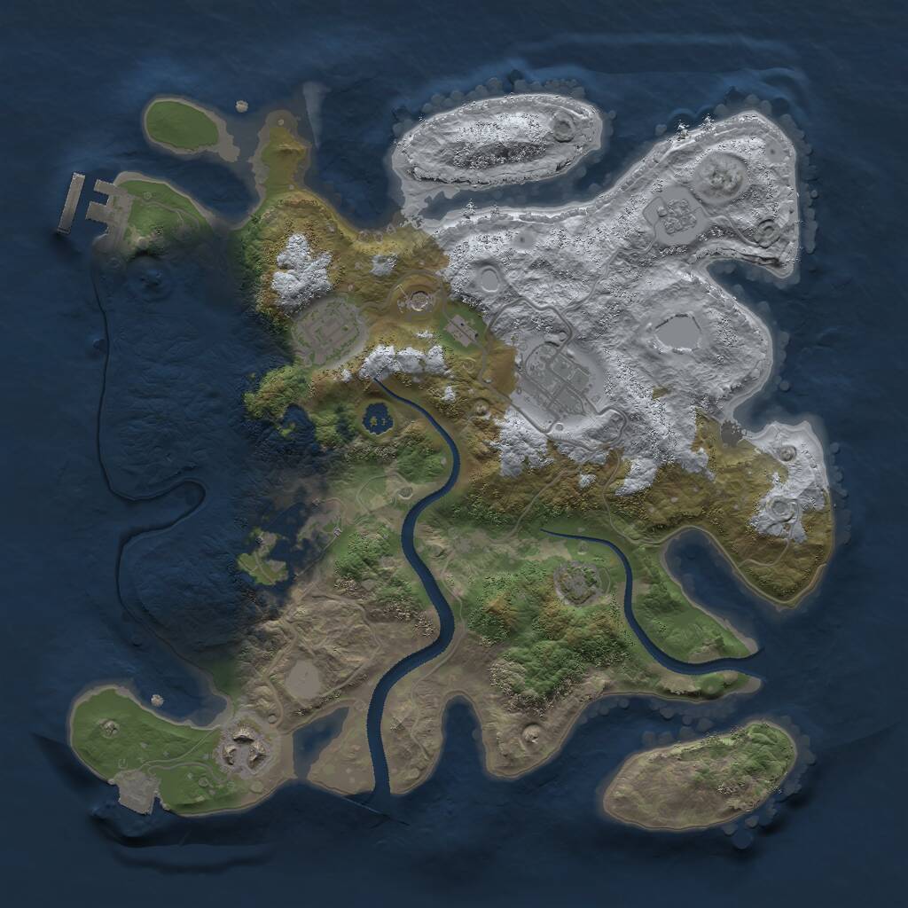 Rust Map: Procedural Map, Size: 3000, Seed: 1260128271, 9 Monuments