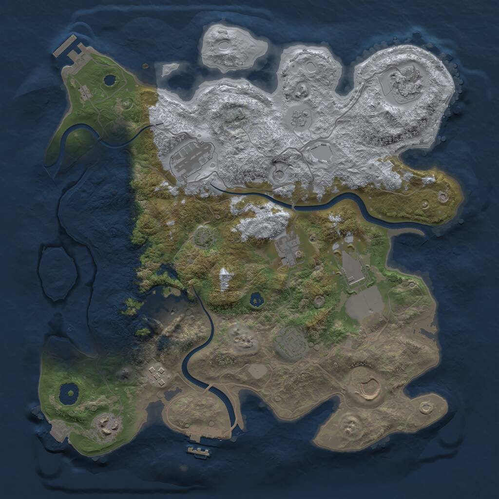 Rust Map: Procedural Map, Size: 3500, Seed: 498539560, 15 Monuments