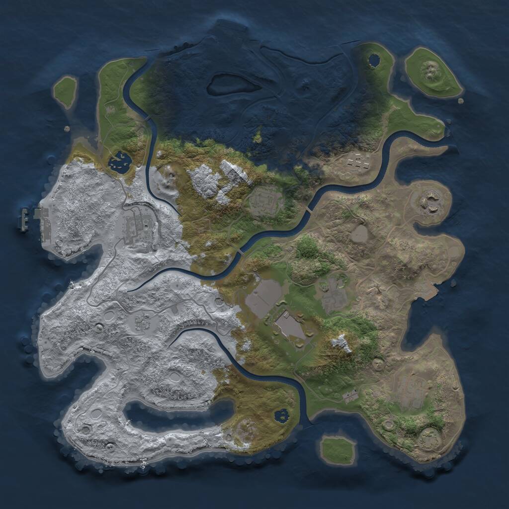 Rust Map: Procedural Map, Size: 3500, Seed: 1461843364, 14 Monuments