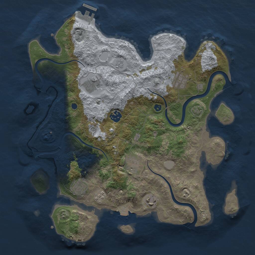 Rust Map: Procedural Map, Size: 3500, Seed: 1475134994, 12 Monuments