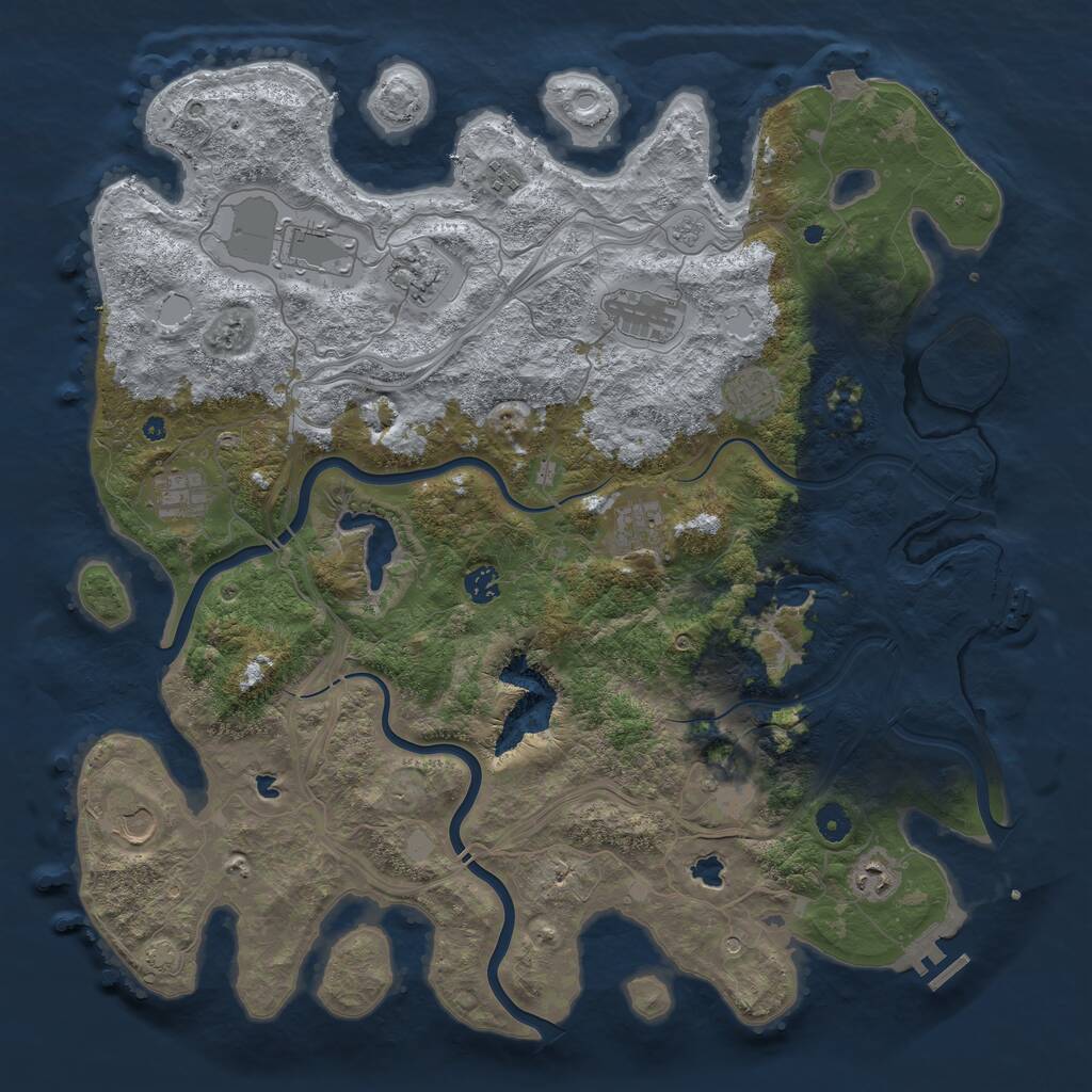 Rust Map: Procedural Map, Size: 4500, Seed: 336101281, 17 Monuments