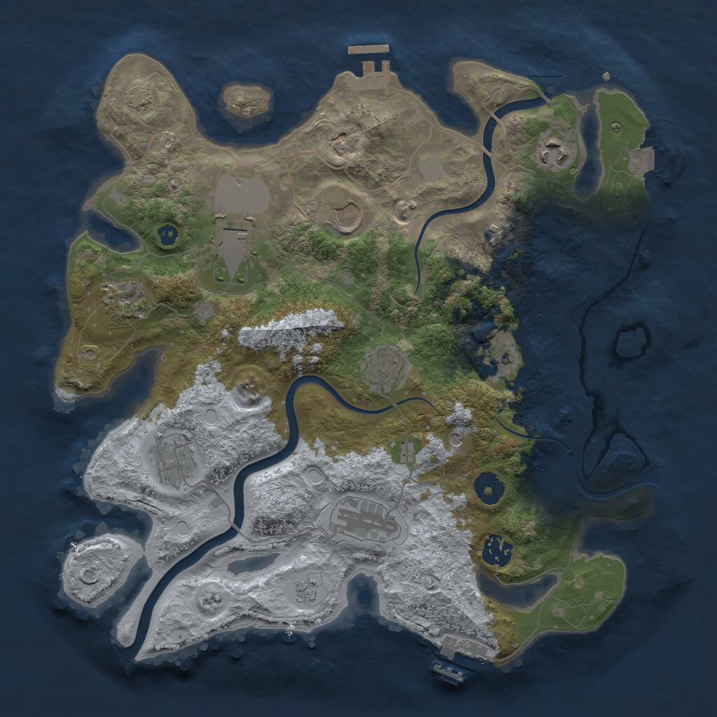 Rust Map: Procedural Map, Size: 3500, Seed: 1191667007, 16 Monuments