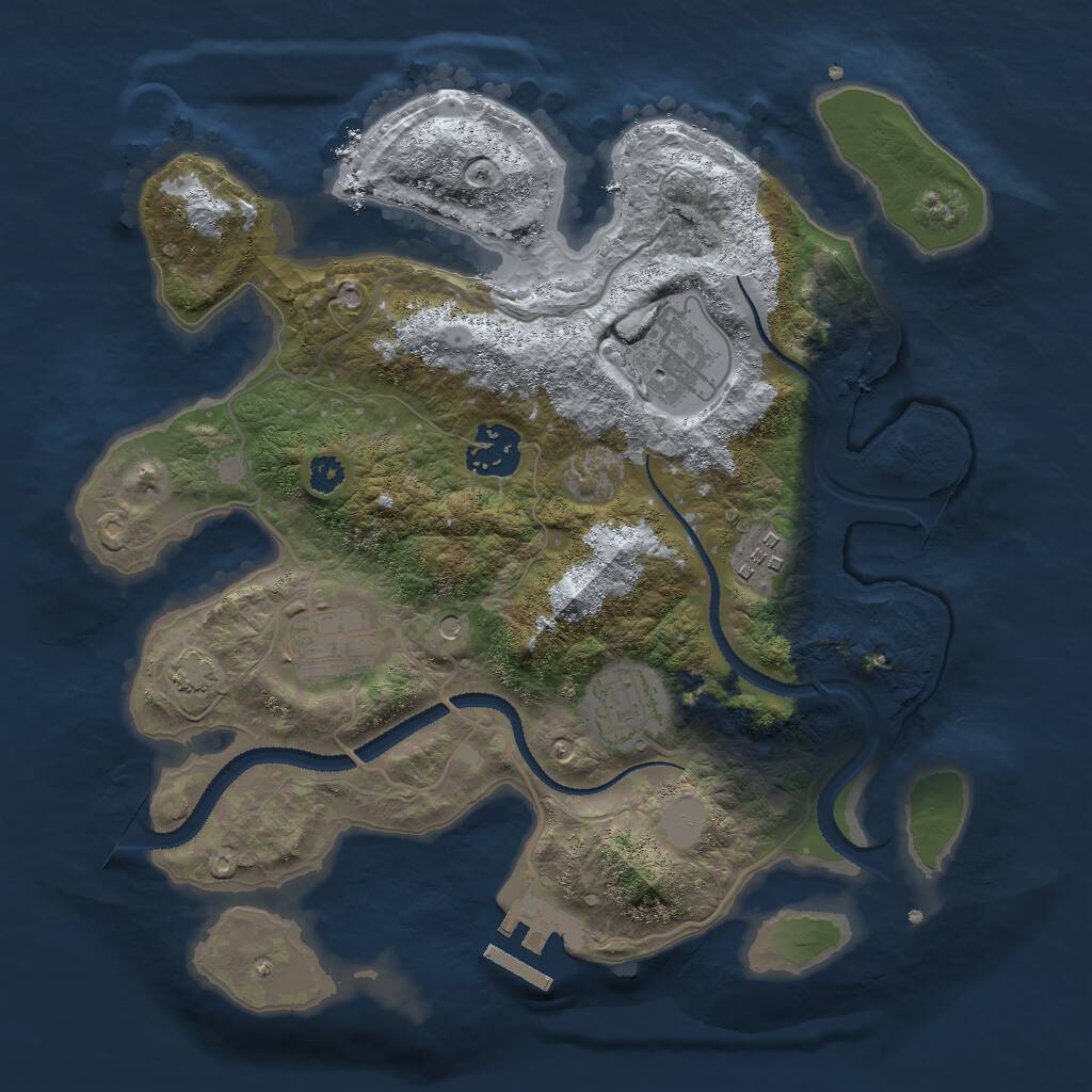Rust Map: Procedural Map, Size: 3000, Seed: 1390808315, 9 Monuments