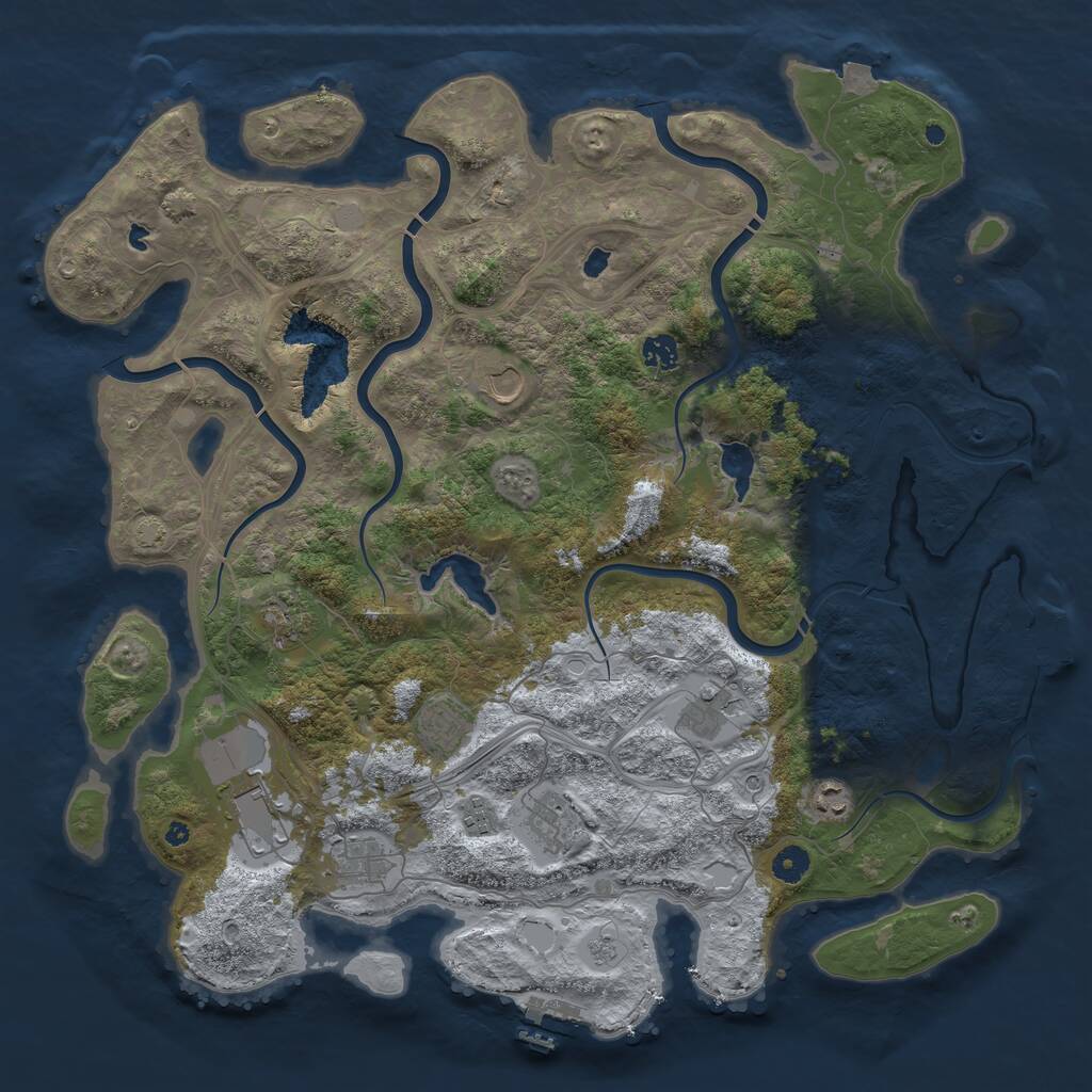 Rust Map: Procedural Map, Size: 4500, Seed: 5435731, 16 Monuments