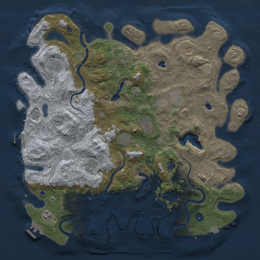 Rust Map: Procedural Map, Size: 4500, Seed: 1374207889, 17 Monuments