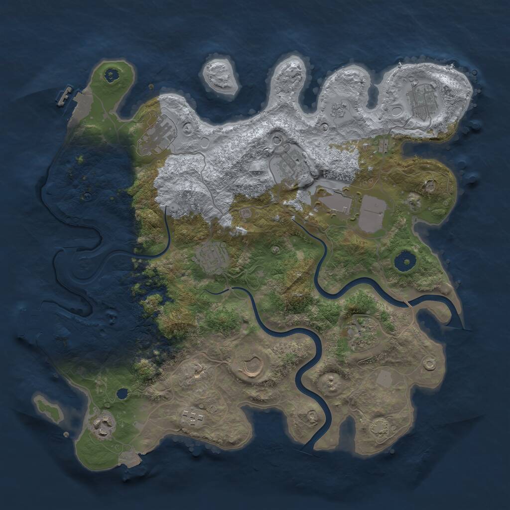 Rust Map: Procedural Map, Size: 3700, Seed: 1563842852, 15 Monuments
