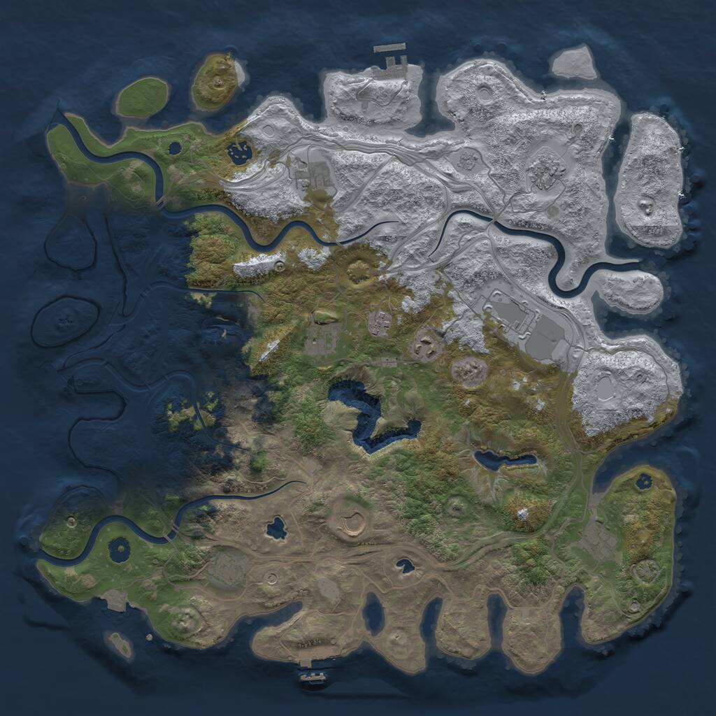 Rust Map: Procedural Map, Size: 4500, Seed: 1852263703, 16 Monuments