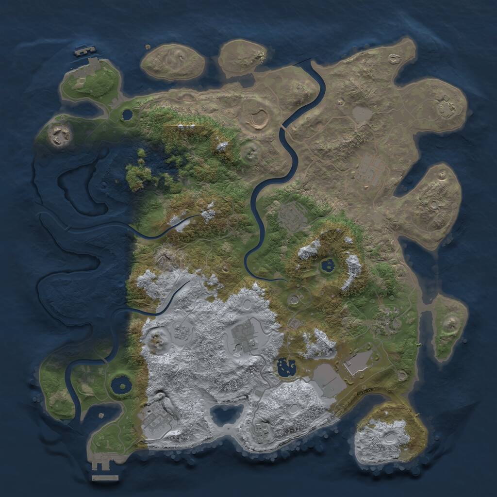 Rust Map: Procedural Map, Size: 3800, Seed: 26647707, 16 Monuments
