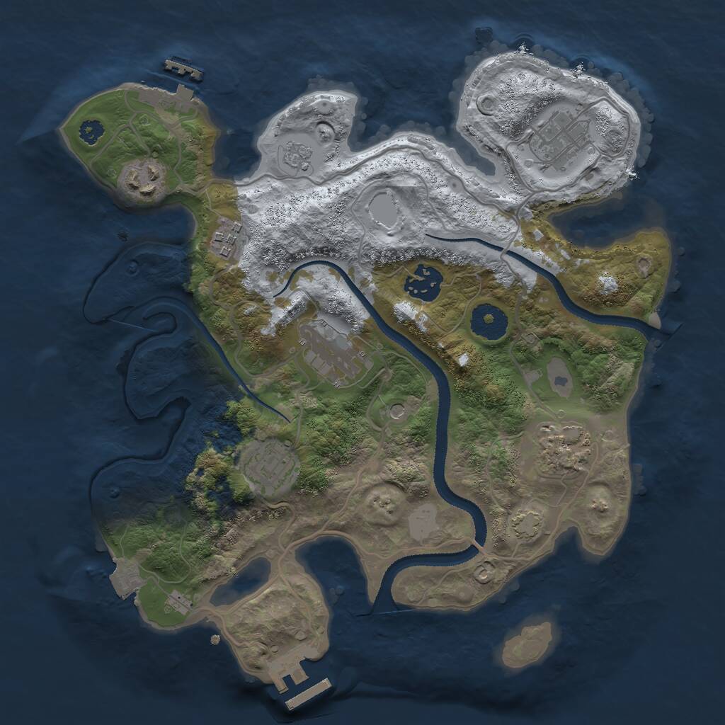 Rust Map: Procedural Map, Size: 3000, Seed: 645246448, 13 Monuments