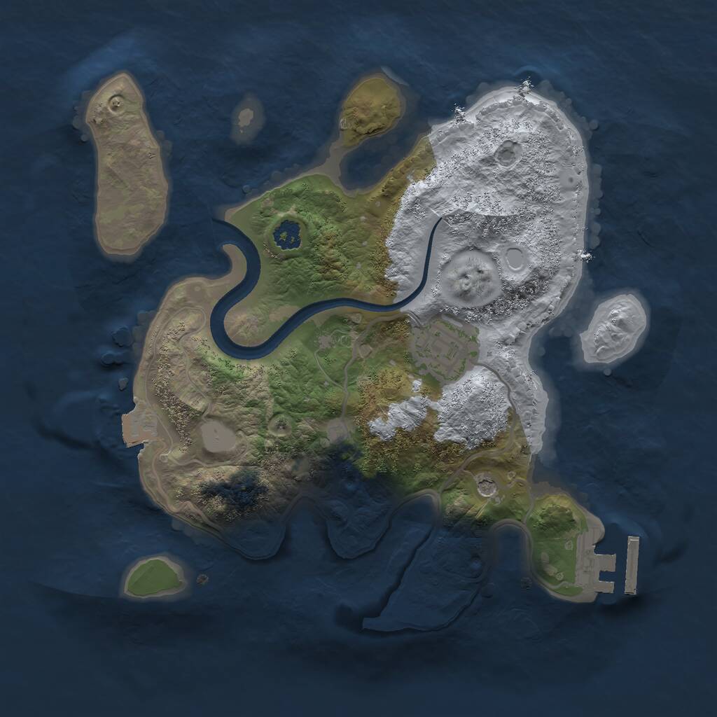 Rust Map: Procedural Map, Size: 2500, Seed: 2009358854, 4 Monuments