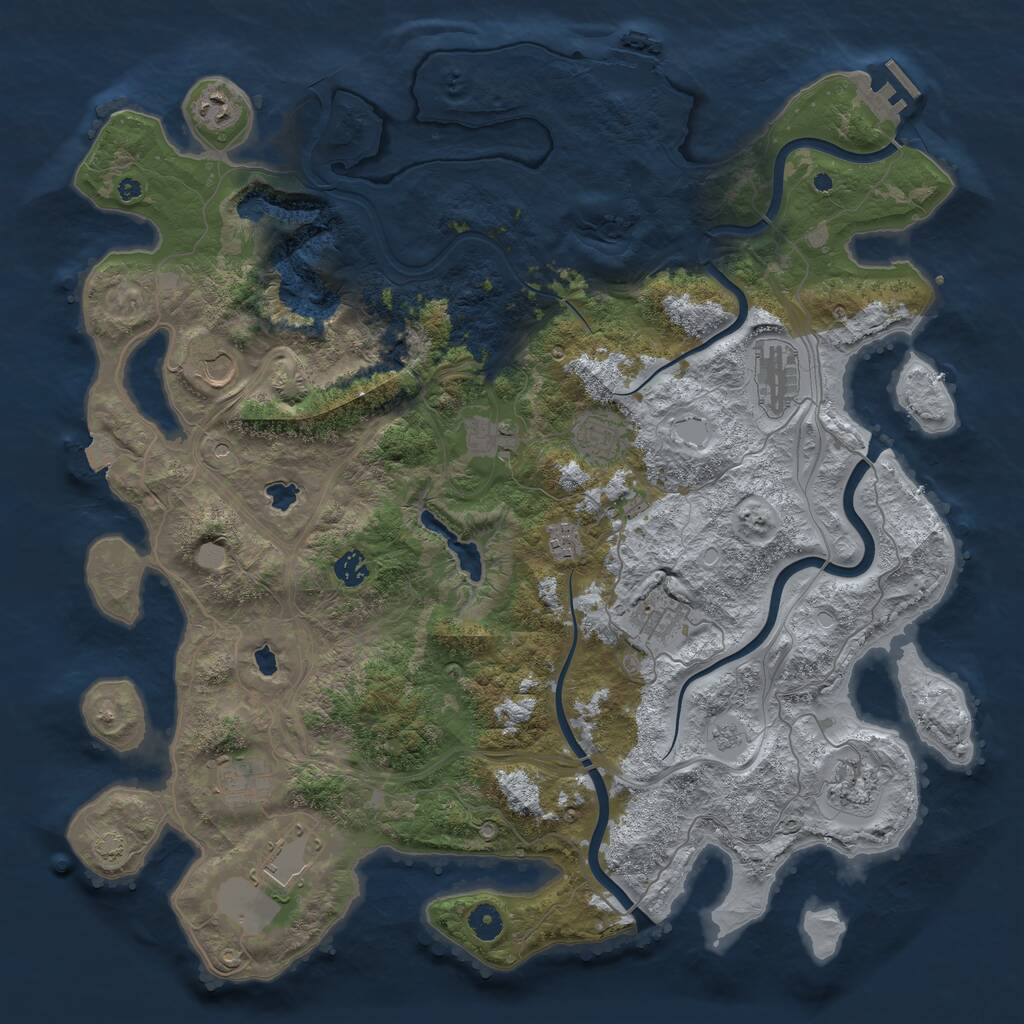 Rust Map: Procedural Map, Size: 4500, Seed: 1858485325, 17 Monuments