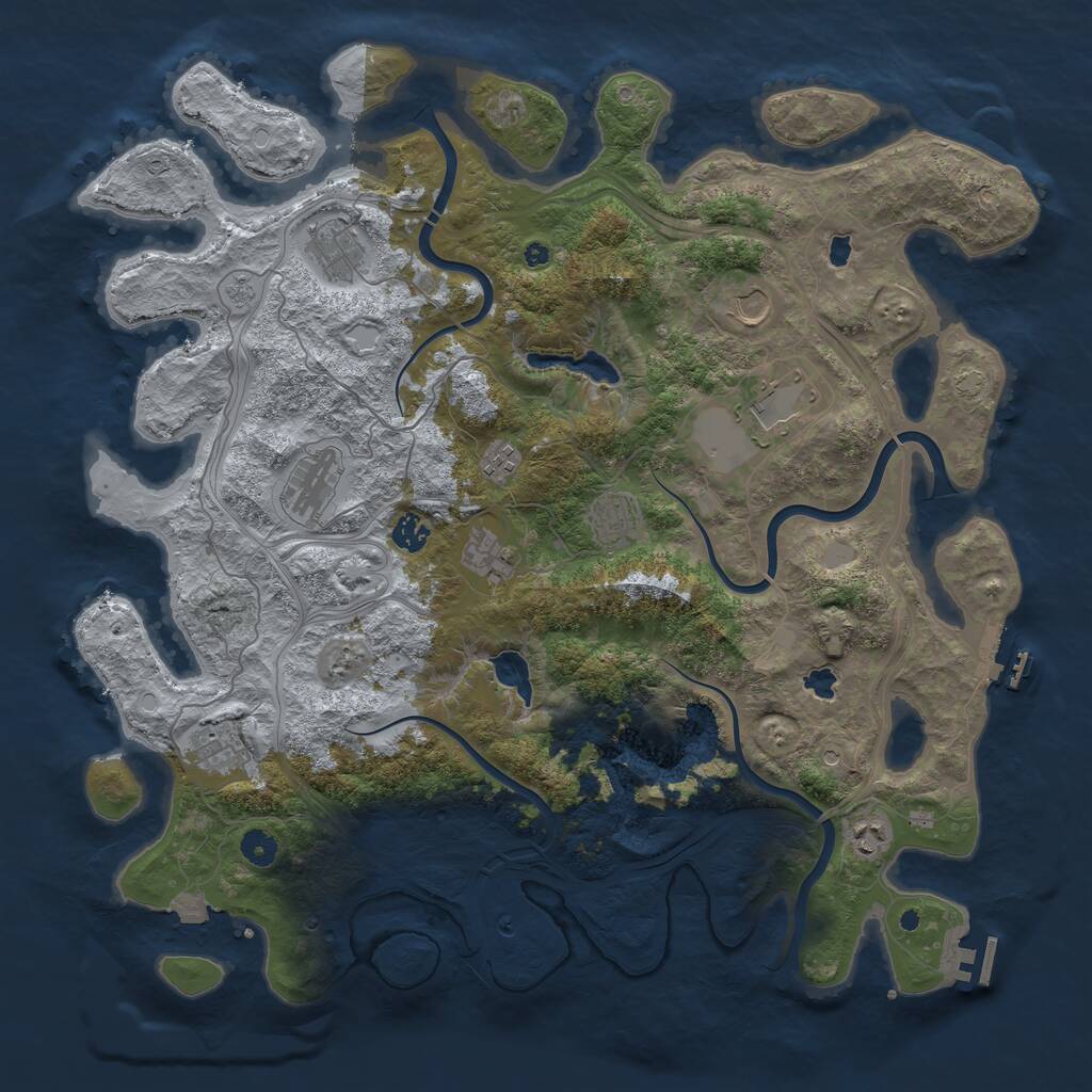 Rust Map: Procedural Map, Size: 4500, Seed: 1403163902, 16 Monuments