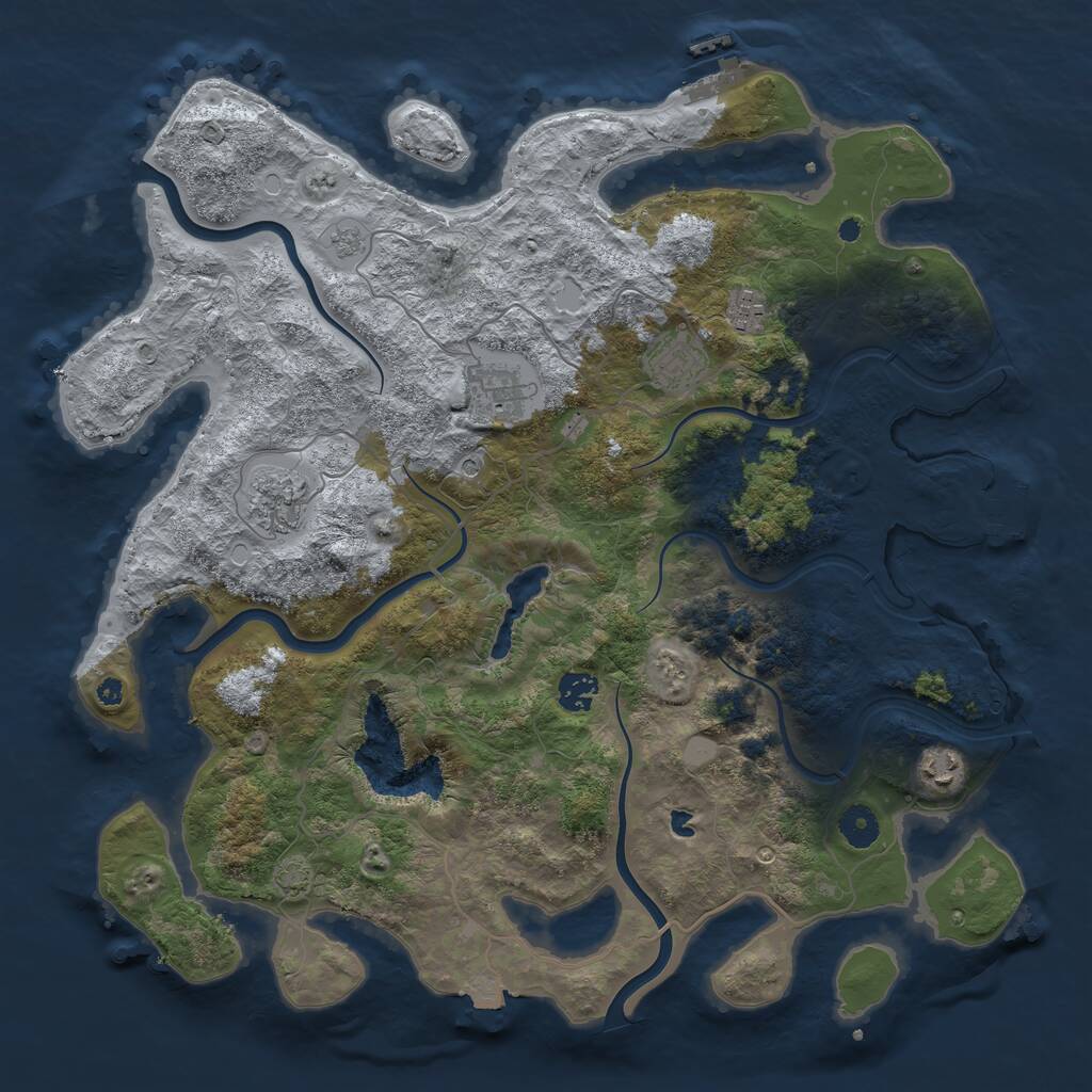 Rust Map: Procedural Map, Size: 4050, Seed: 1805037879, 12 Monuments