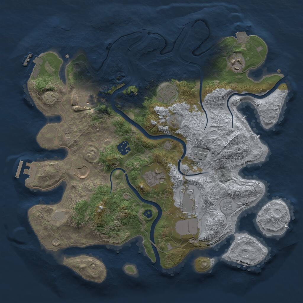 Rust Map: Procedural Map, Size: 3500, Seed: 4734346, 14 Monuments
