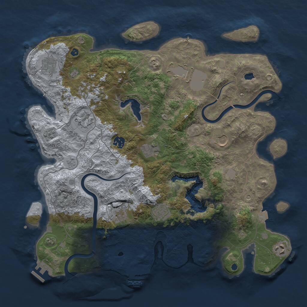 Rust Map: Procedural Map, Size: 4000, Seed: 44800645, 16 Monuments