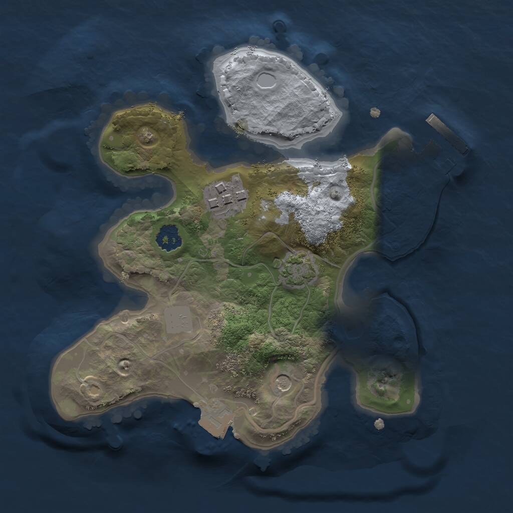 Rust Map: Procedural Map, Size: 2000, Seed: 44777, 5 Monuments