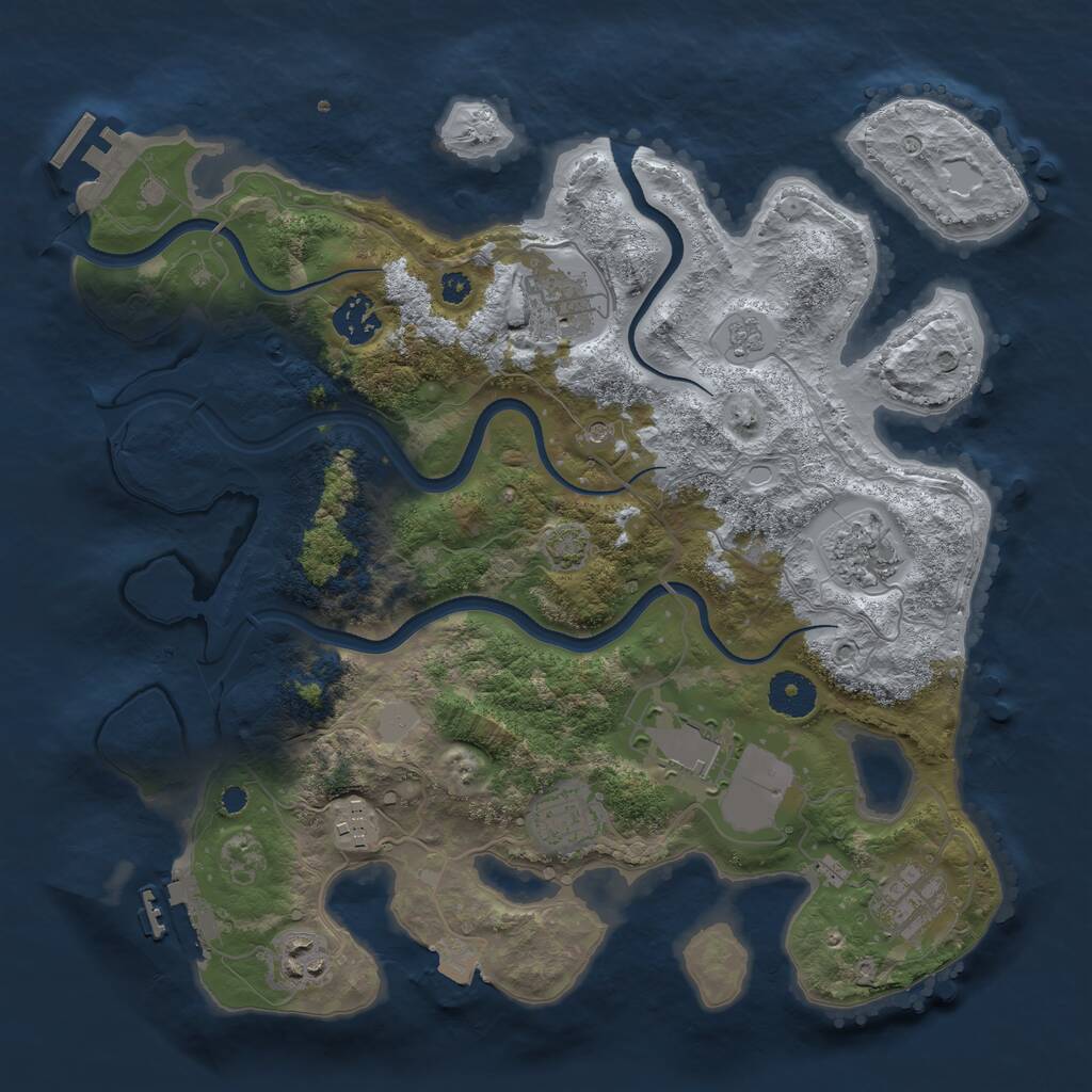 Rust Map: Procedural Map, Size: 3500, Seed: 906353035, 14 Monuments