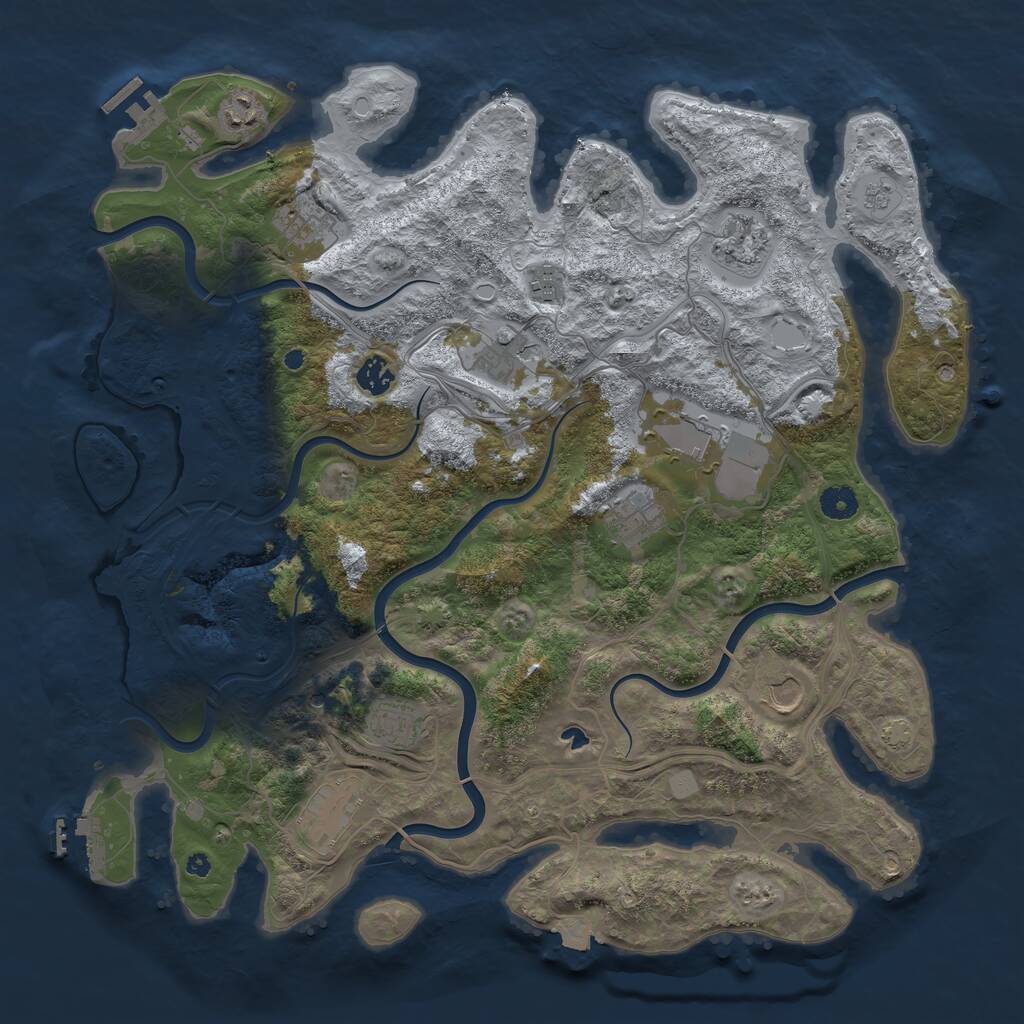 Rust Map: Procedural Map, Size: 4250, Seed: 1245888814, 17 Monuments
