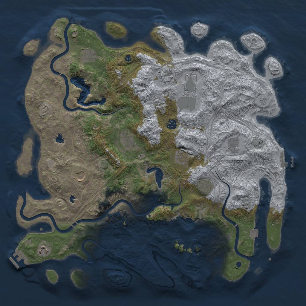 Rust Map: Procedural Map, Size: 4500, Seed: 43131036, 17 Monuments