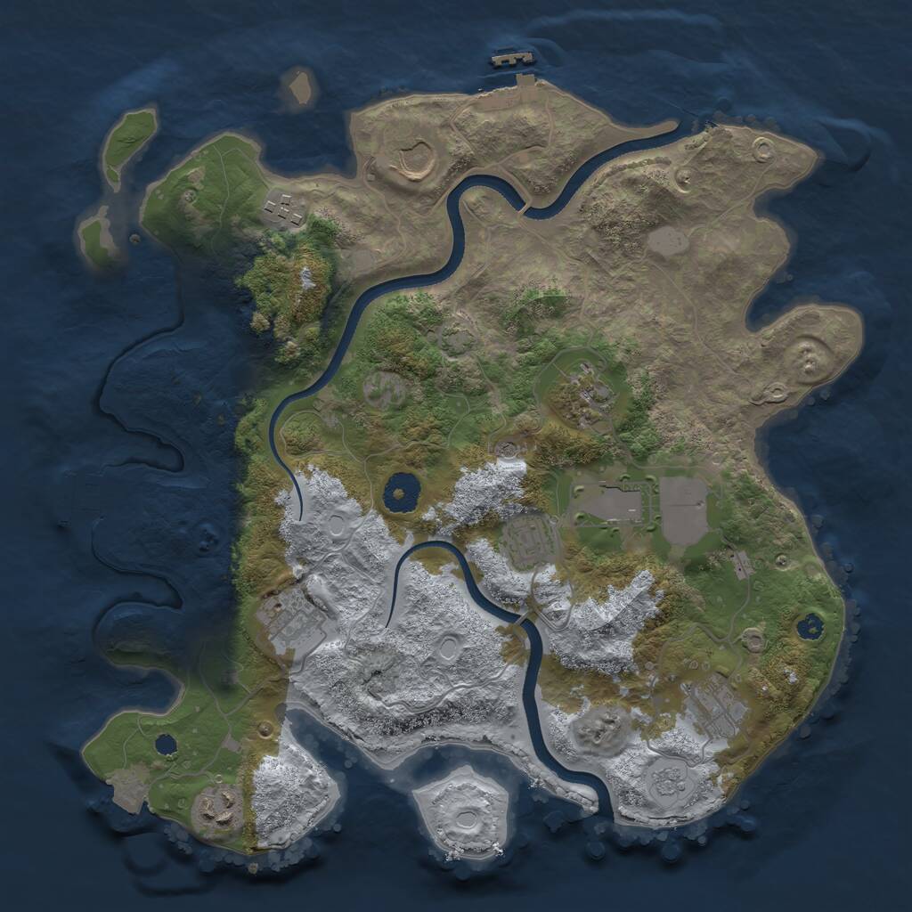 Rust Map: Procedural Map, Size: 3500, Seed: 1954860058, 14 Monuments