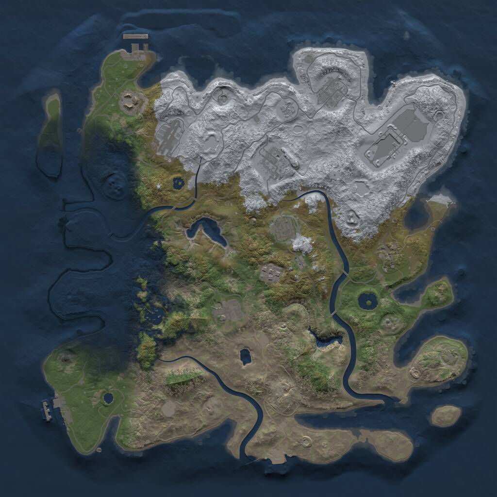 Rust Map: Procedural Map, Size: 4000, Seed: 1100514735, 16 Monuments