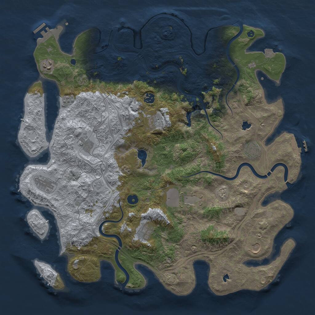 Rust Map: Procedural Map, Size: 4500, Seed: 663925530, 16 Monuments