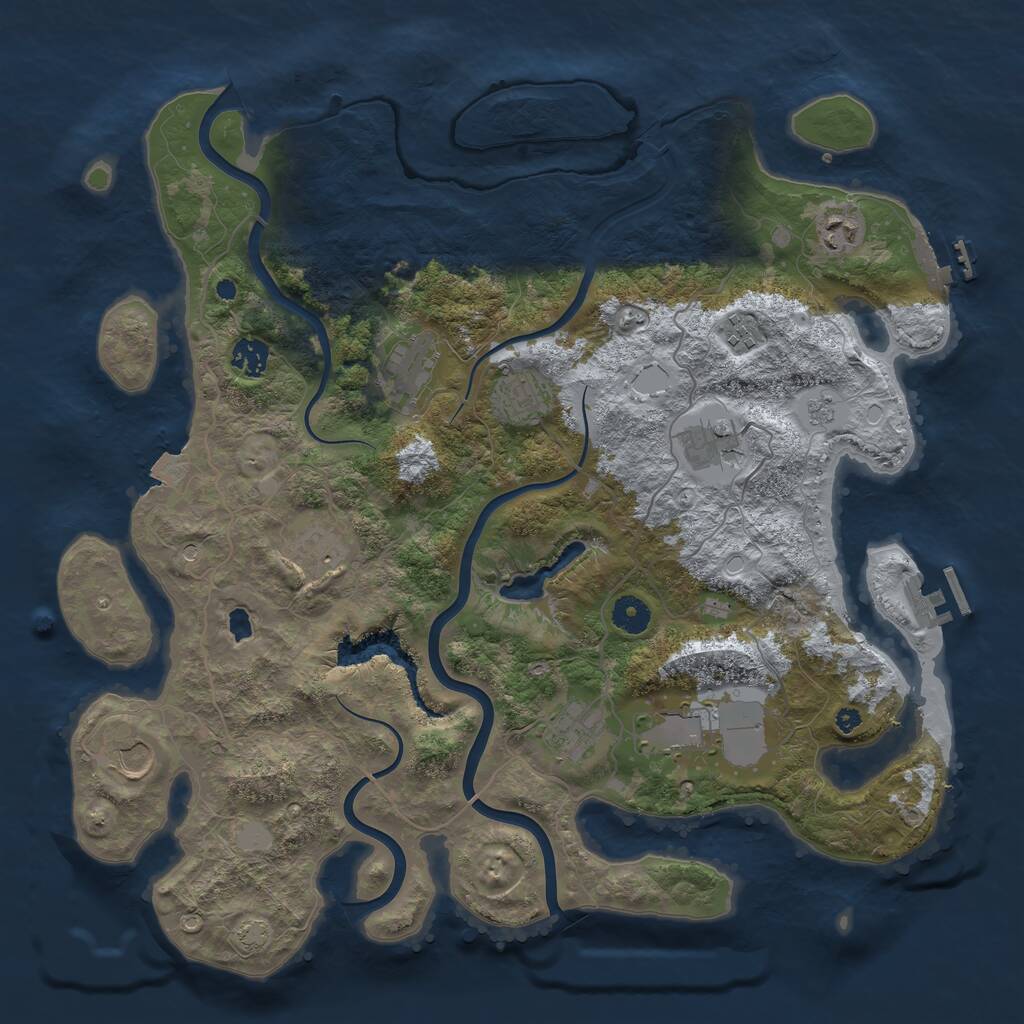 Rust Map: Procedural Map, Size: 4096, Seed: 1141389471, 16 Monuments