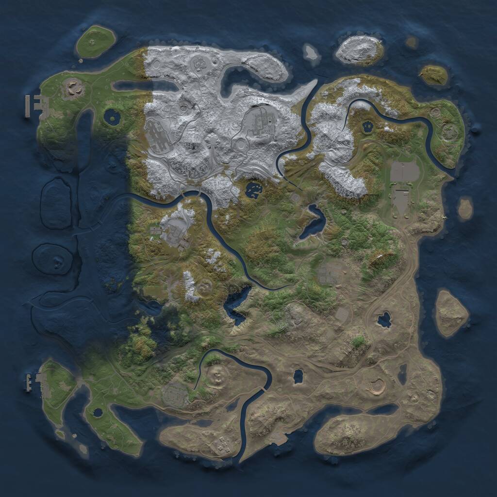 Rust Map: Procedural Map, Size: 4500, Seed: 905977662, 16 Monuments