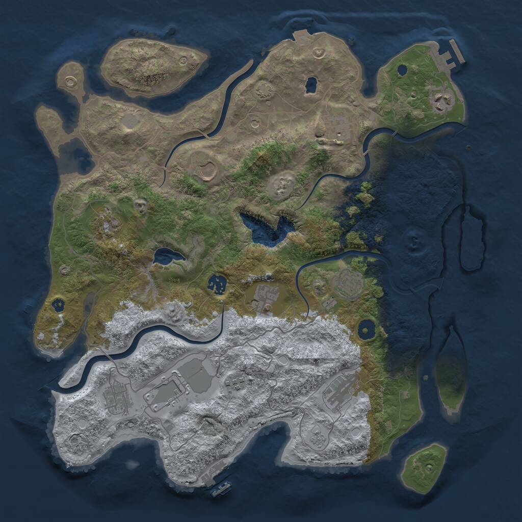 Rust Map: Procedural Map, Size: 4050, Seed: 1301424287, 17 Monuments