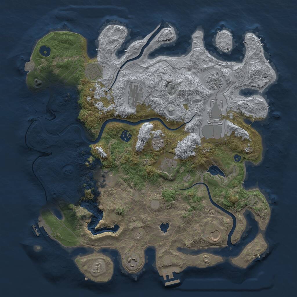 Rust Map: Procedural Map, Size: 4000, Seed: 323415165, 16 Monuments