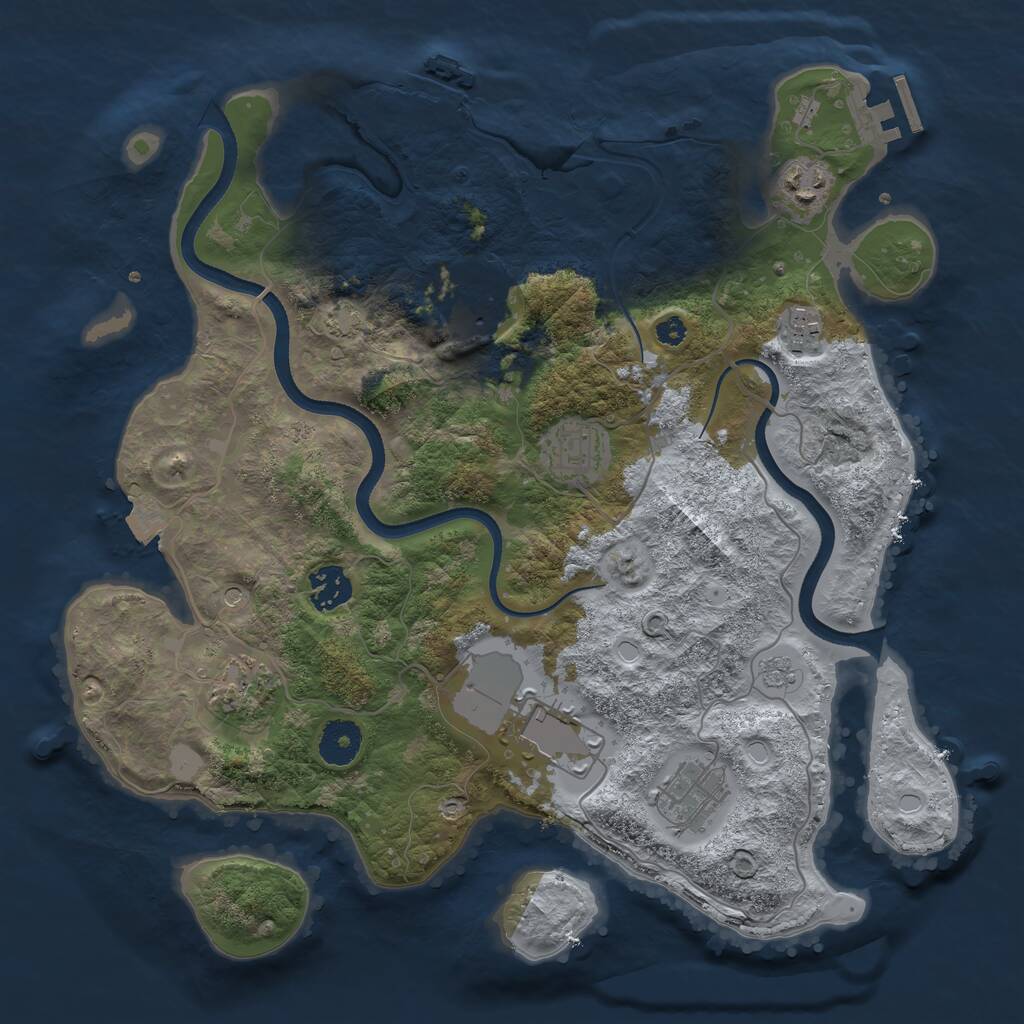 Rust Map: Procedural Map, Size: 3500, Seed: 812945105, 14 Monuments