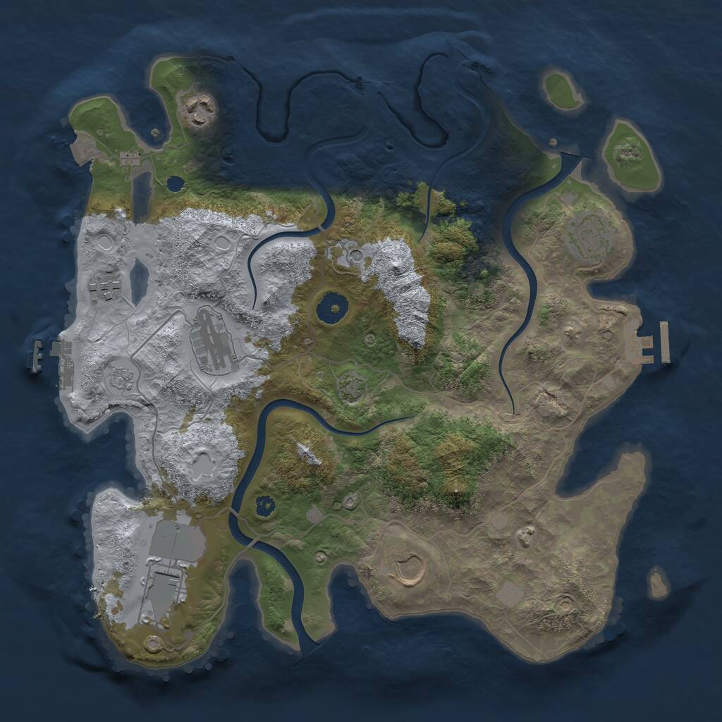 Rust Map: Procedural Map, Size: 3500, Seed: 916385255, 12 Monuments