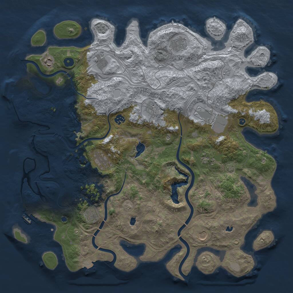 Rust Map: Procedural Map, Size: 4500, Seed: 1765715231, 17 Monuments