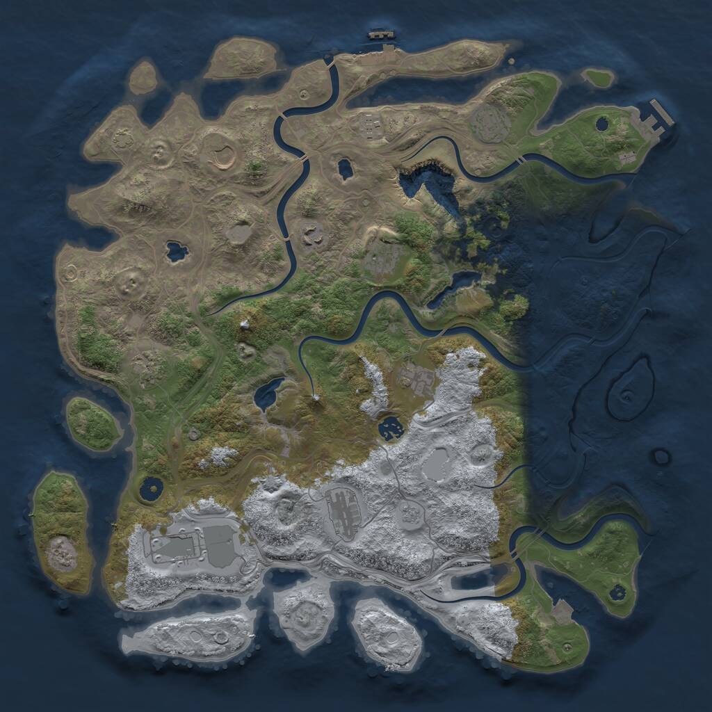 Rust Map: Procedural Map, Size: 4500, Seed: 1971562045, 16 Monuments