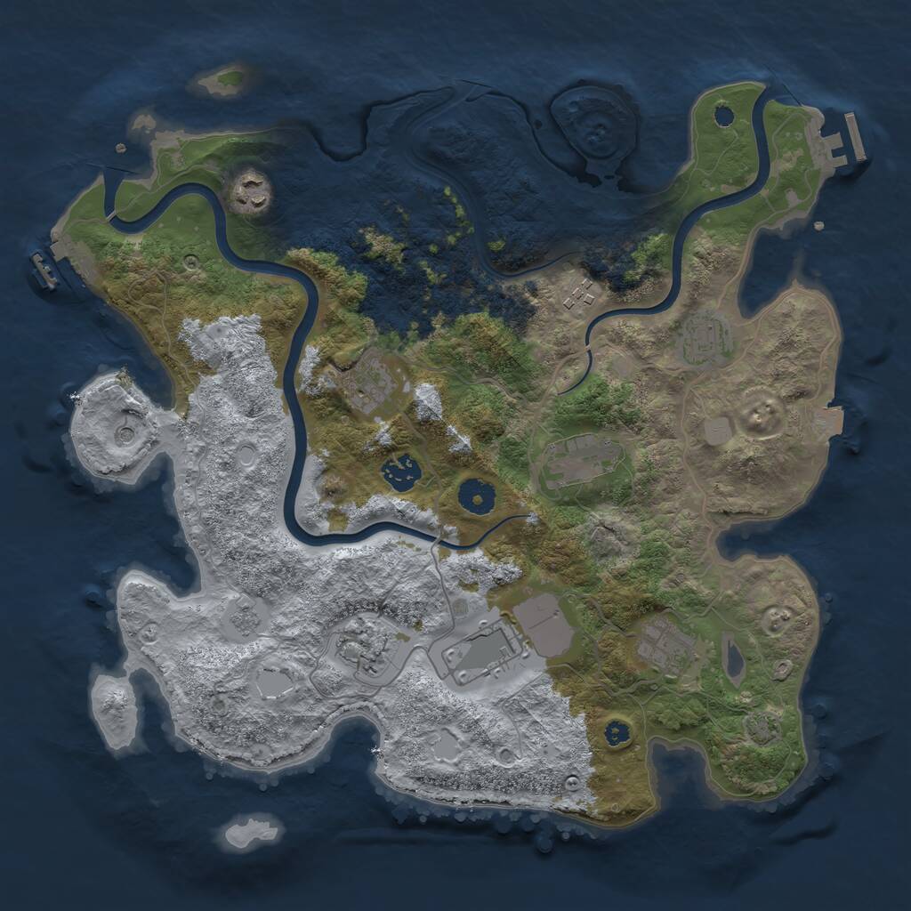 Rust Map: Procedural Map, Size: 3750, Seed: 1565661387, 15 Monuments