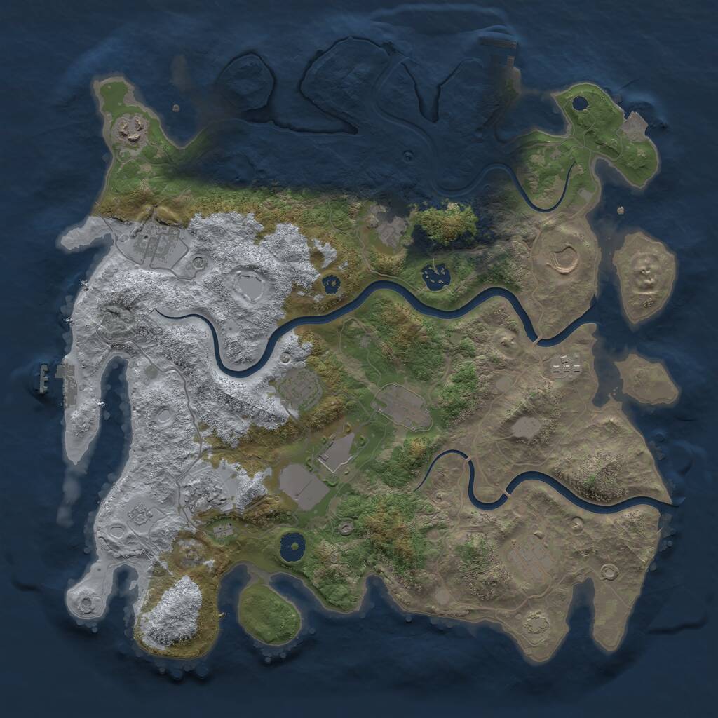 Rust Map: Procedural Map, Size: 3900, Seed: 1249214007, 17 Monuments