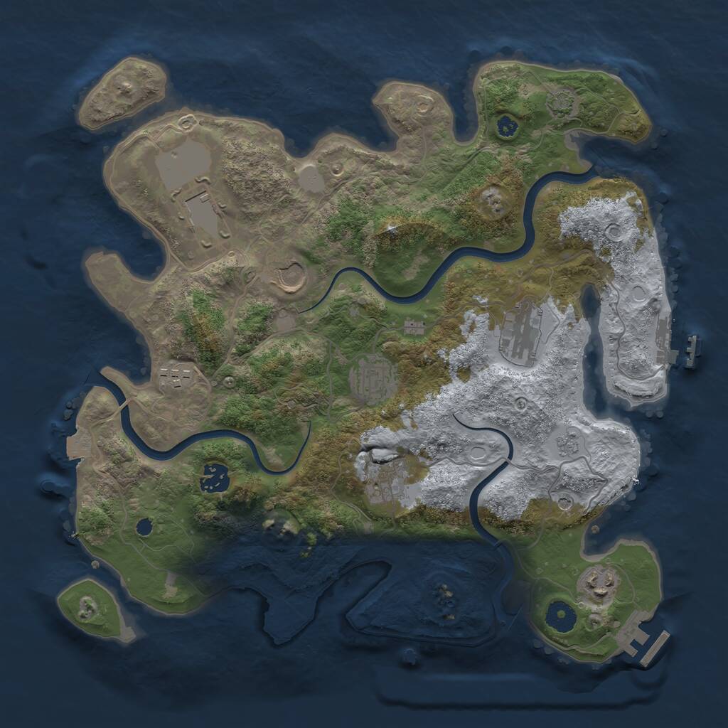 Rust Map: Procedural Map, Size: 3600, Seed: 821559013, 14 Monuments