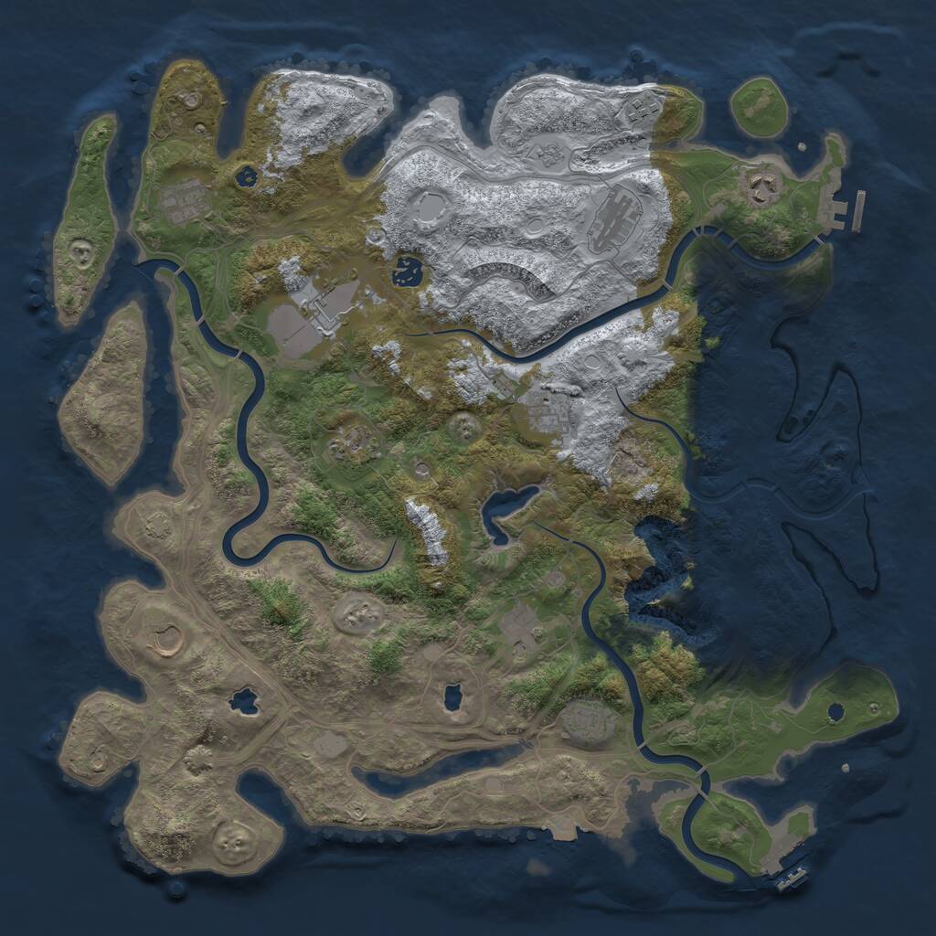 Rust Map: Procedural Map, Size: 4500, Seed: 210236915, 17 Monuments