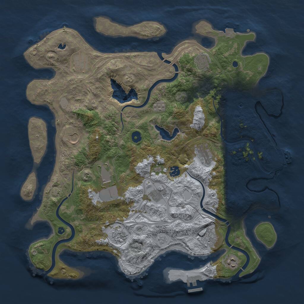 Rust Map: Procedural Map, Size: 4250, Seed: 1379198921, 17 Monuments