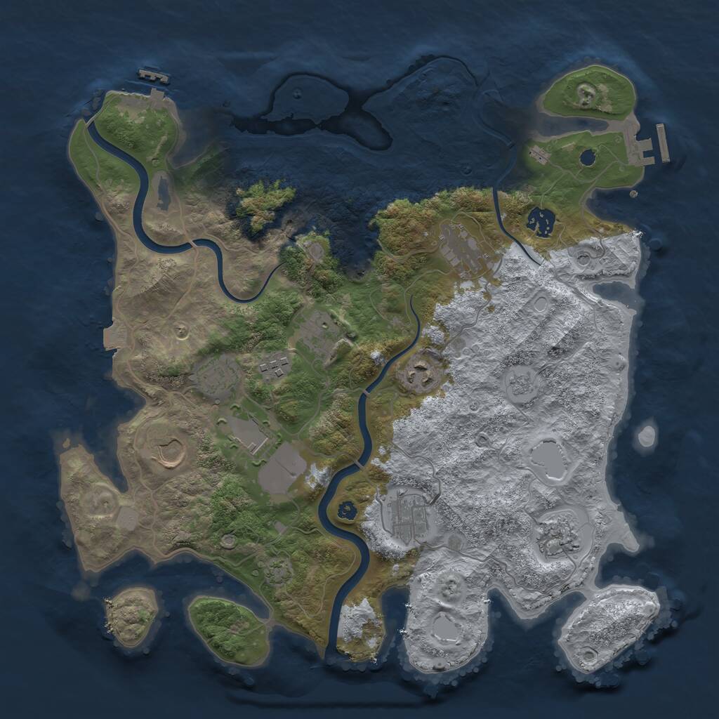 Rust Map: Procedural Map, Size: 3750, Seed: 555083997, 16 Monuments