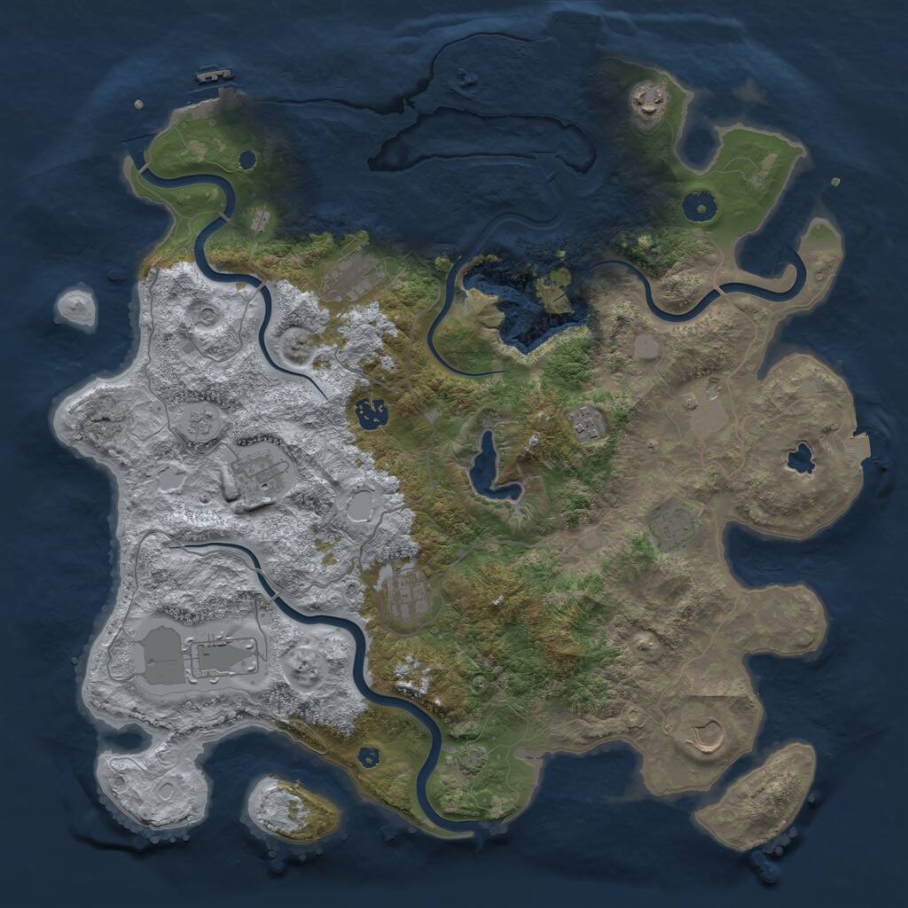 Rust Map: Procedural Map, Size: 4200, Seed: 756289578, 16 Monuments