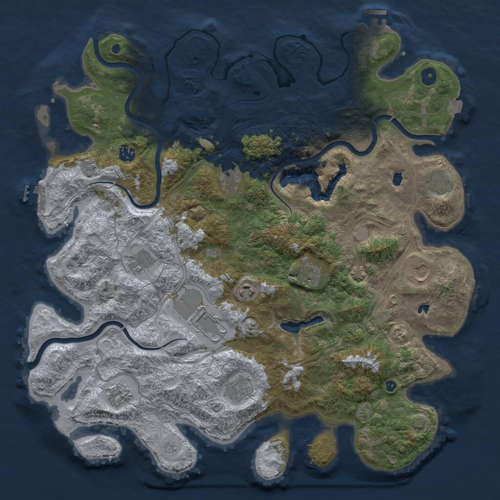 Rust Map: Procedural Map, Size: 4500, Seed: 910245984, 17 Monuments