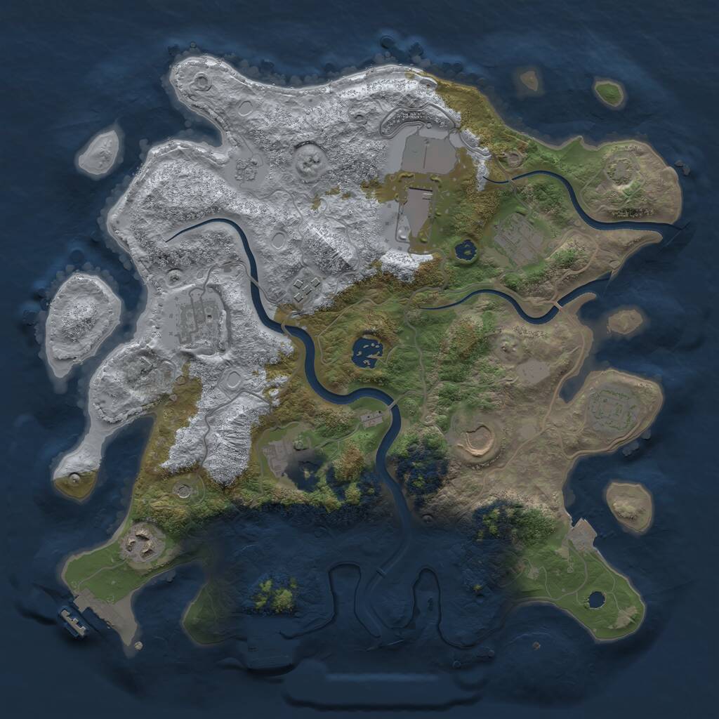 Rust Map: Procedural Map, Size: 3500, Seed: 1375232622, 15 Monuments