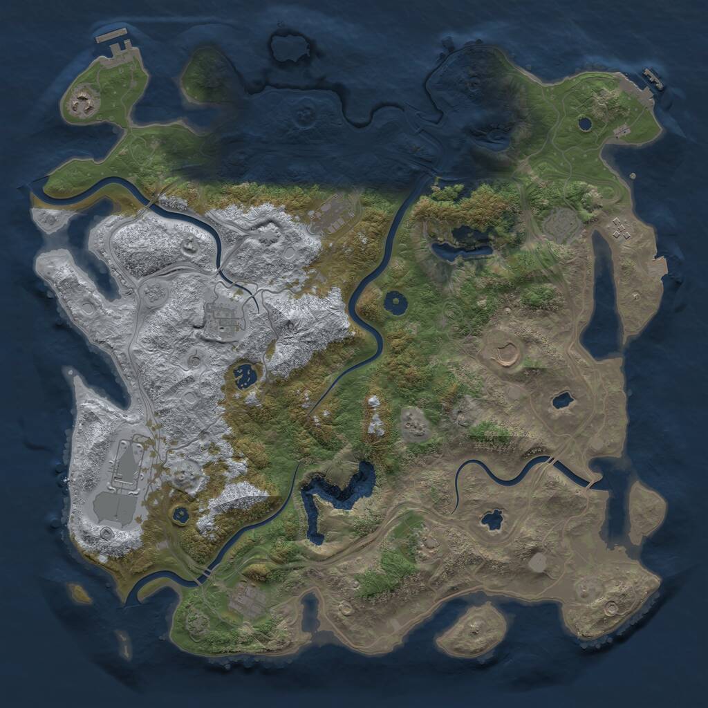 Rust Map: Procedural Map, Size: 4500, Seed: 280875242, 16 Monuments