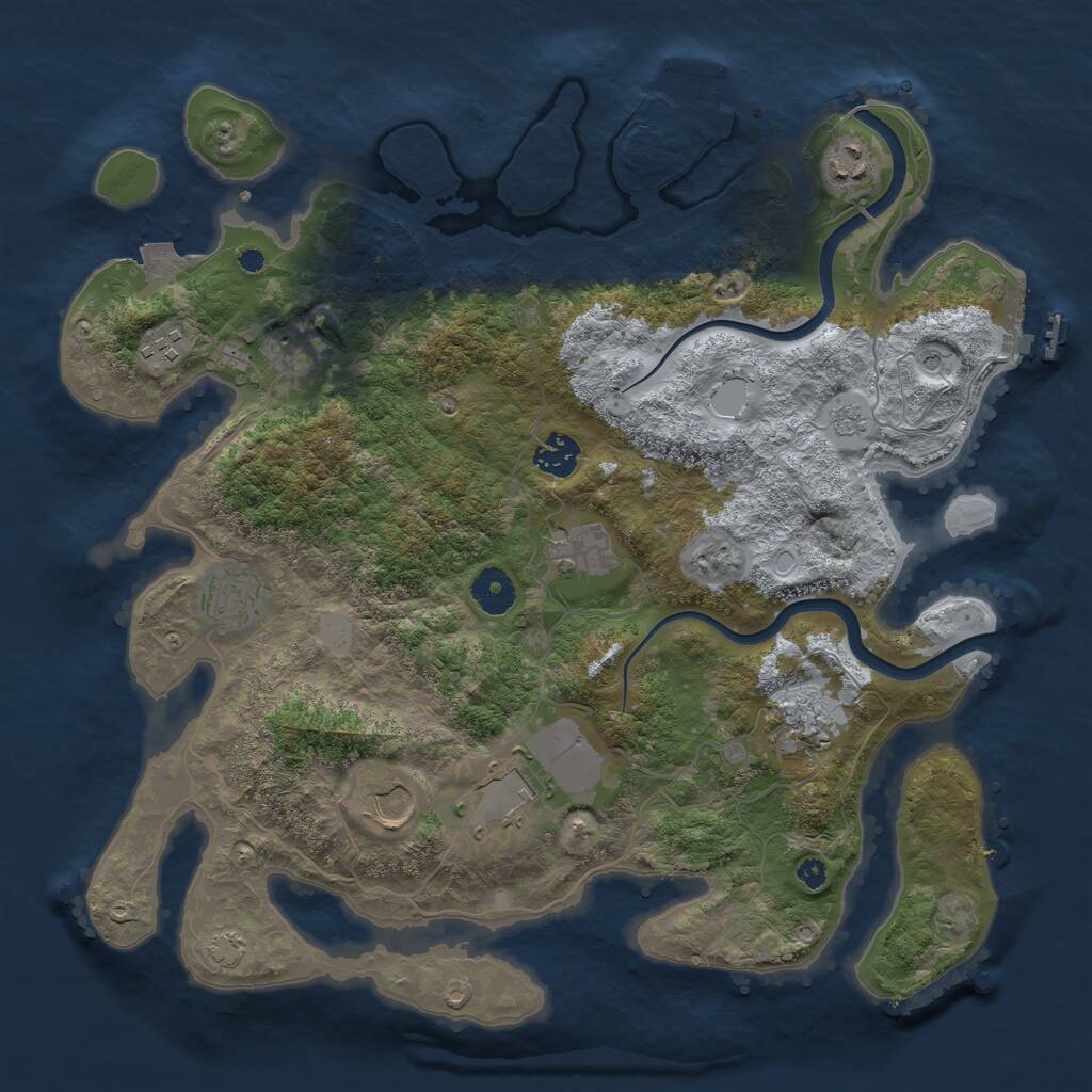Rust Map: Procedural Map, Size: 3750, Seed: 410300014, 15 Monuments