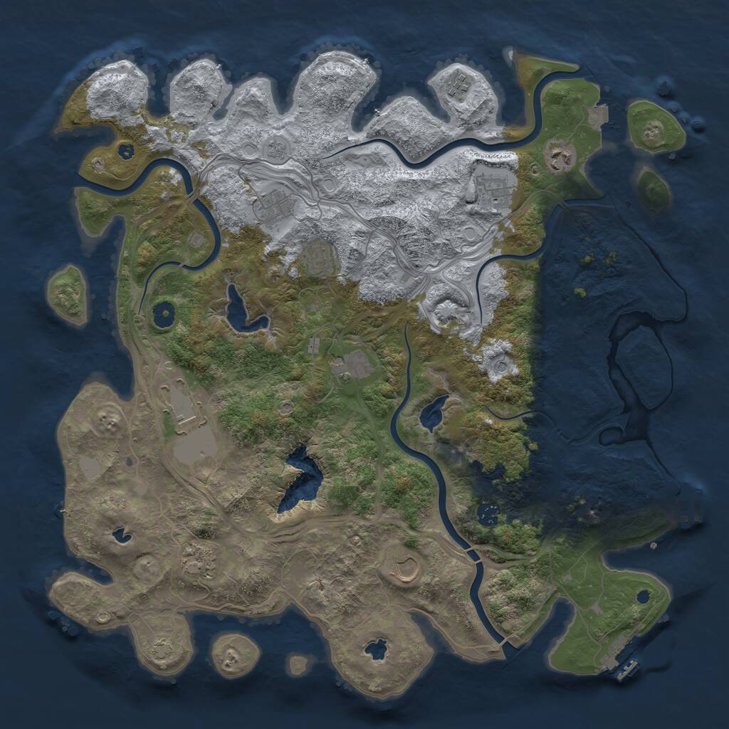 Rust Map: Procedural Map, Size: 4500, Seed: 591746200, 16 Monuments