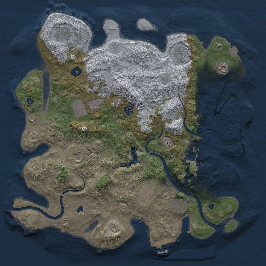 Rust Map: Procedural Map, Size: 4000, Seed: 698503246, 16 Monuments