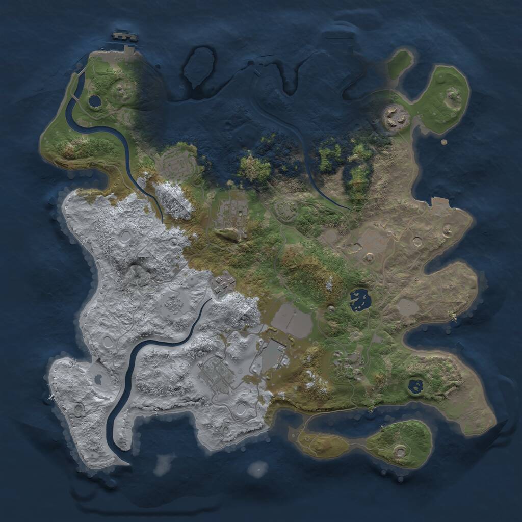 Rust Map: Procedural Map, Size: 3500, Seed: 1811795989, 15 Monuments