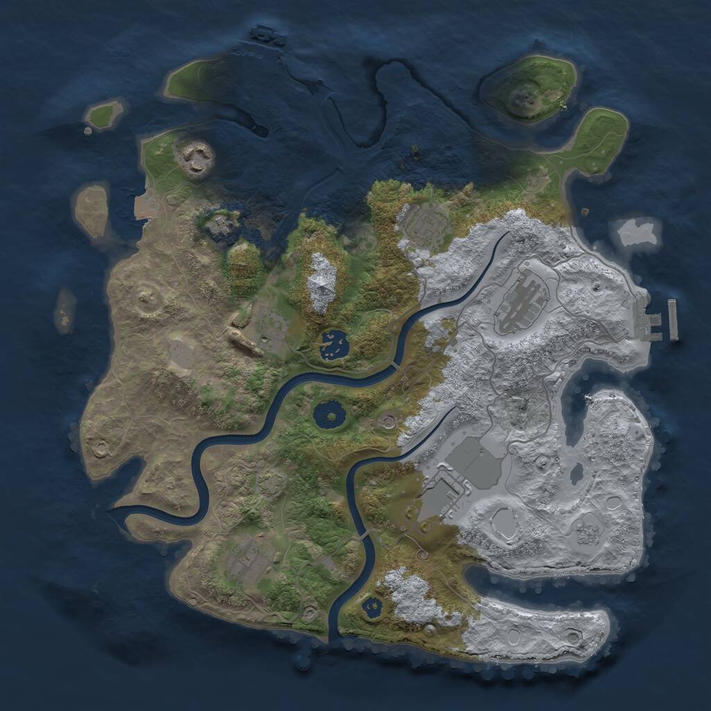 Rust Map: Procedural Map, Size: 3500, Seed: 646750284, 14 Monuments